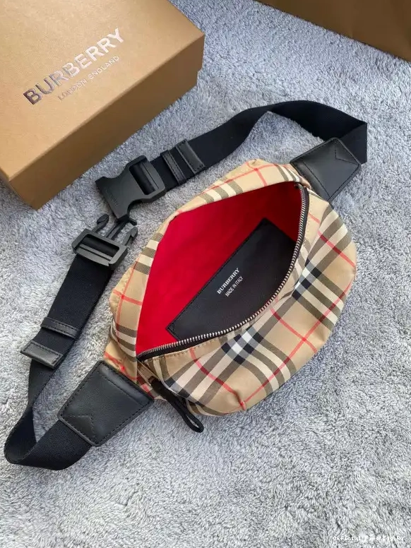 Official First Bag Ru Check Bum Bonded Cotton Medium Bag BURBERRY Vintage 0607